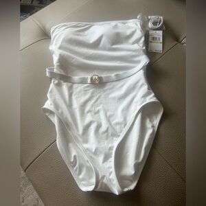 Michael Kors White Belted Swimsuit